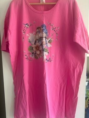 Anvil Pink Crewneck Tee with Branded Neck Tag